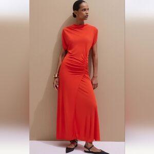 ME+EM Ruched Maxi Dress Poppy Red